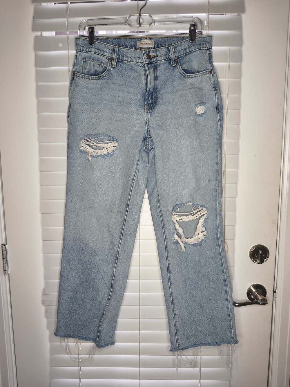PacSun 90s Straight Leg Ripped Jeans Womens Sz 28 Distressed Light Wash Denim